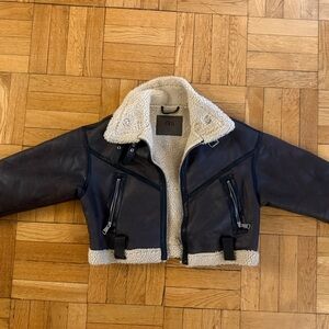 Zara Black and Cream Shearling Jacket